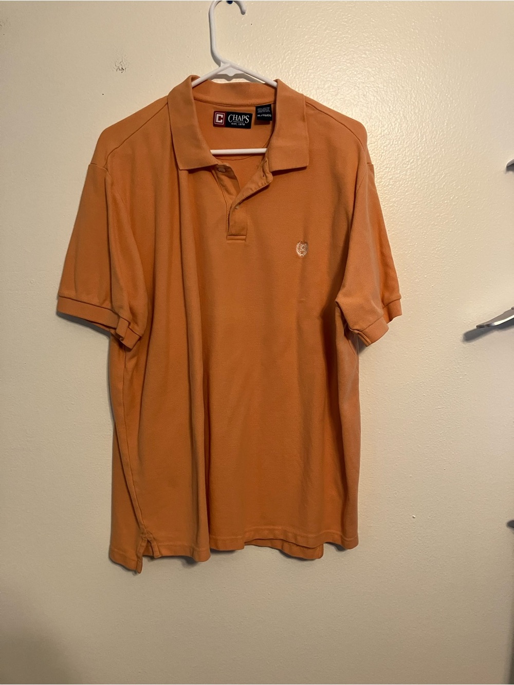 Chaps Men's Orange Polo with Embroidered Crest